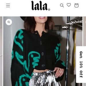 Dressed in LALA Black and Green Sweater